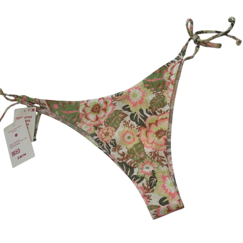 Roxy Bikini Swim Bottoms Canarias Oil Green Wild Flower NWT Women’s Size Large